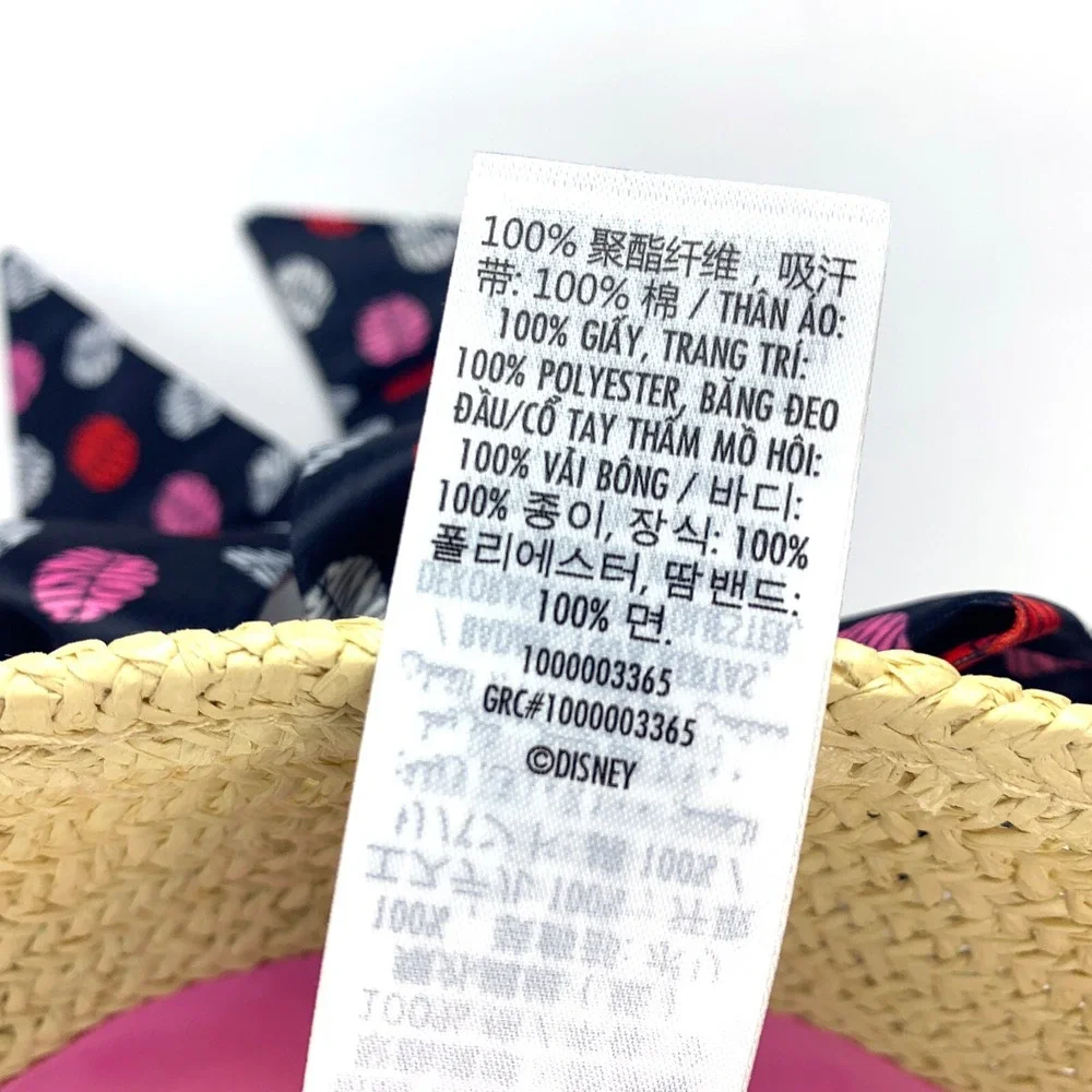 Disney Straw Sun Bucket Hat Minnie Mouse Bow Polka Dots say‎ Minnie Mouse OSFM